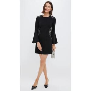 Tuckernuck Black Embellished Farrow Mini Dress Long Bell Sleeves Size XXL